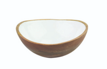 Mango Wood & White Enamel Medium Bowl