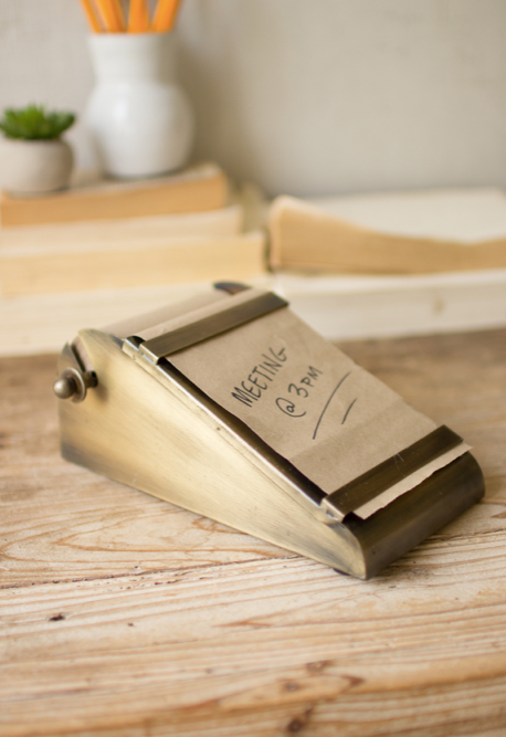 Desk Top Note Roll with Antique Brass Holder