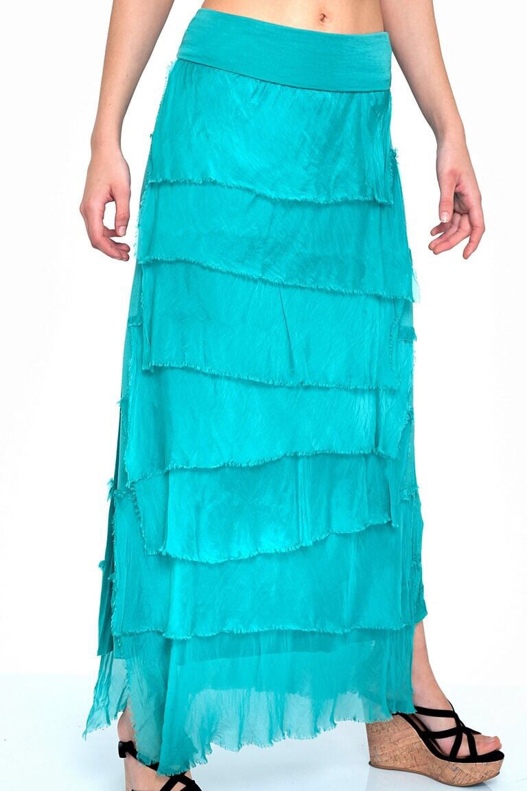 スカート Layered Frilled Satin Skirt Layered Frilled Satin Skirt